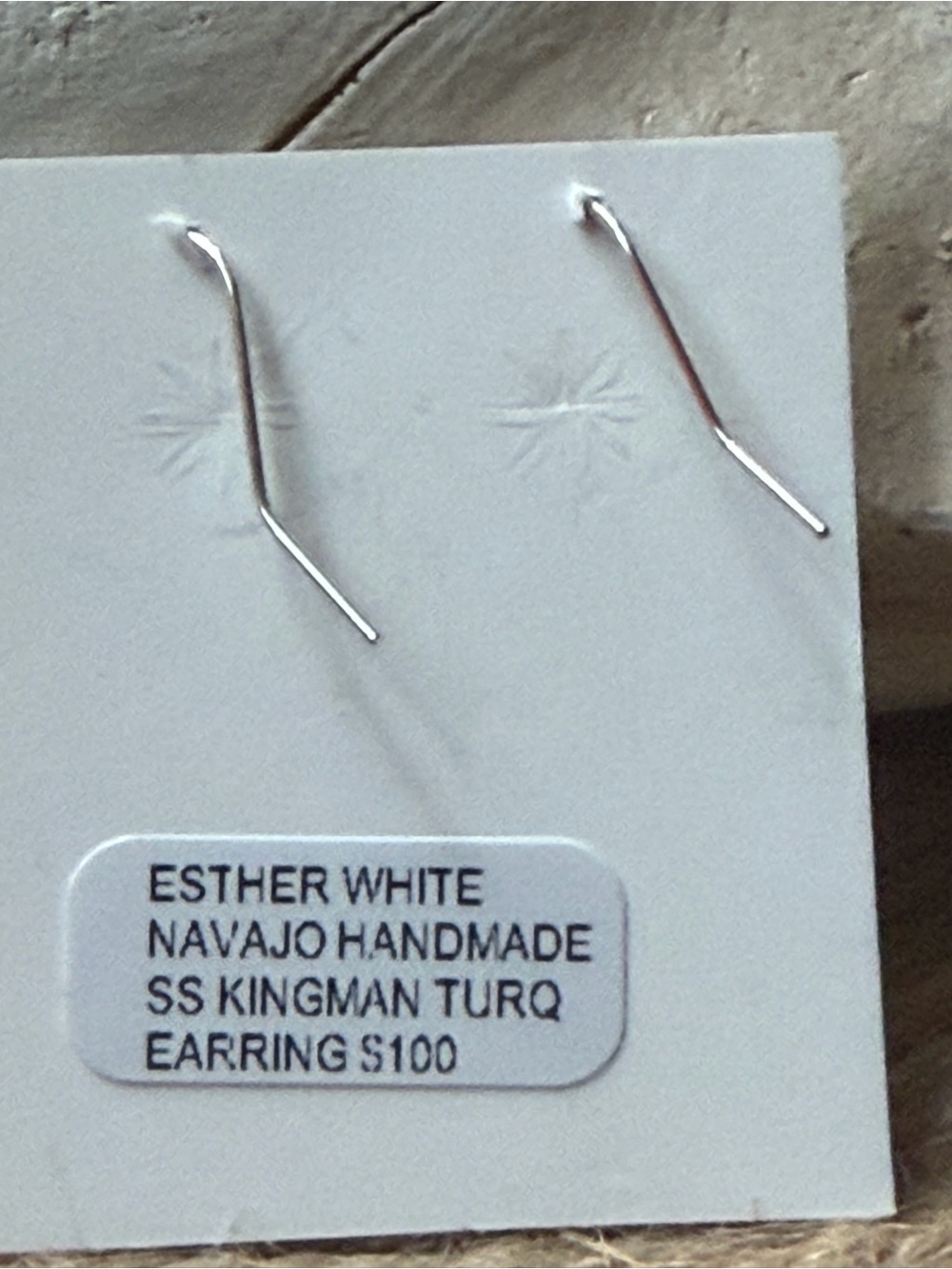 Esther White Navajo Sterling Silver Turquoise Bar Drop Earrings - Blue - Picture 3 of 6